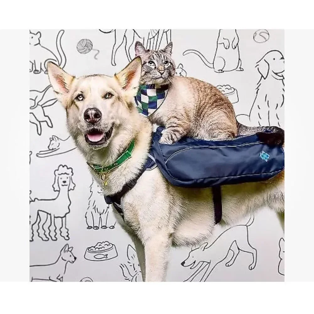 NEW Dog Backpack Harness Dark Blue The Cuddle Collab L up to 90lbs